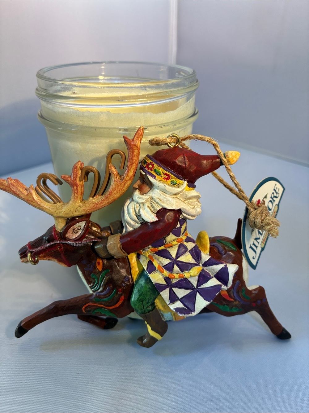 Jim Shore Multicolor Santa on Leaping Reindeer Ornament